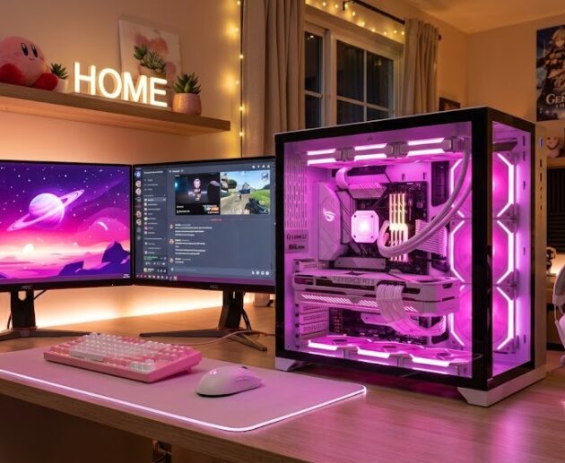 Pink Gaming PC with 16GB VRAM