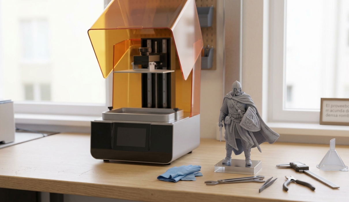 Miniatura impresa con una impresora 3D de resina mostrando alto nivel de detalle
