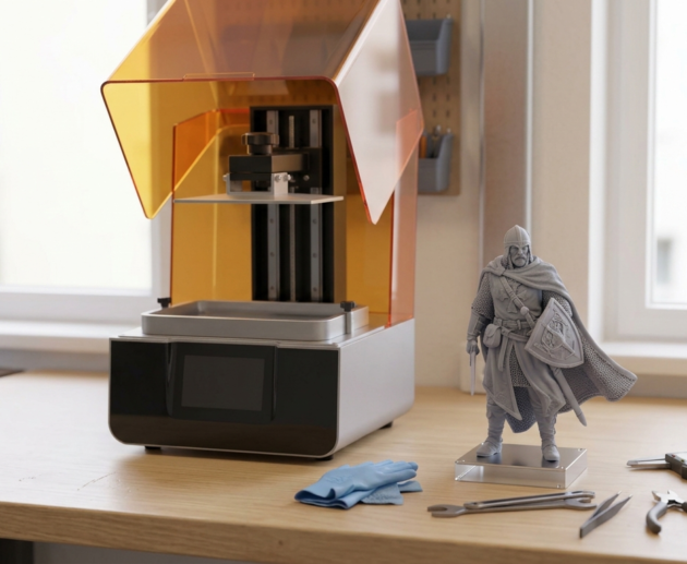 Miniatura impresa con una impresora 3D de resina mostrando alto nivel de detalle
