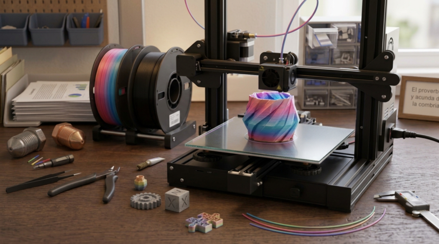 Impresora 3D moderna imprimiendo una pieza